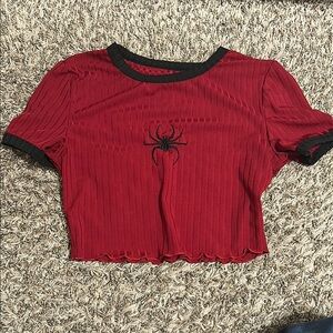 Red Spider Embroidered Women's Top